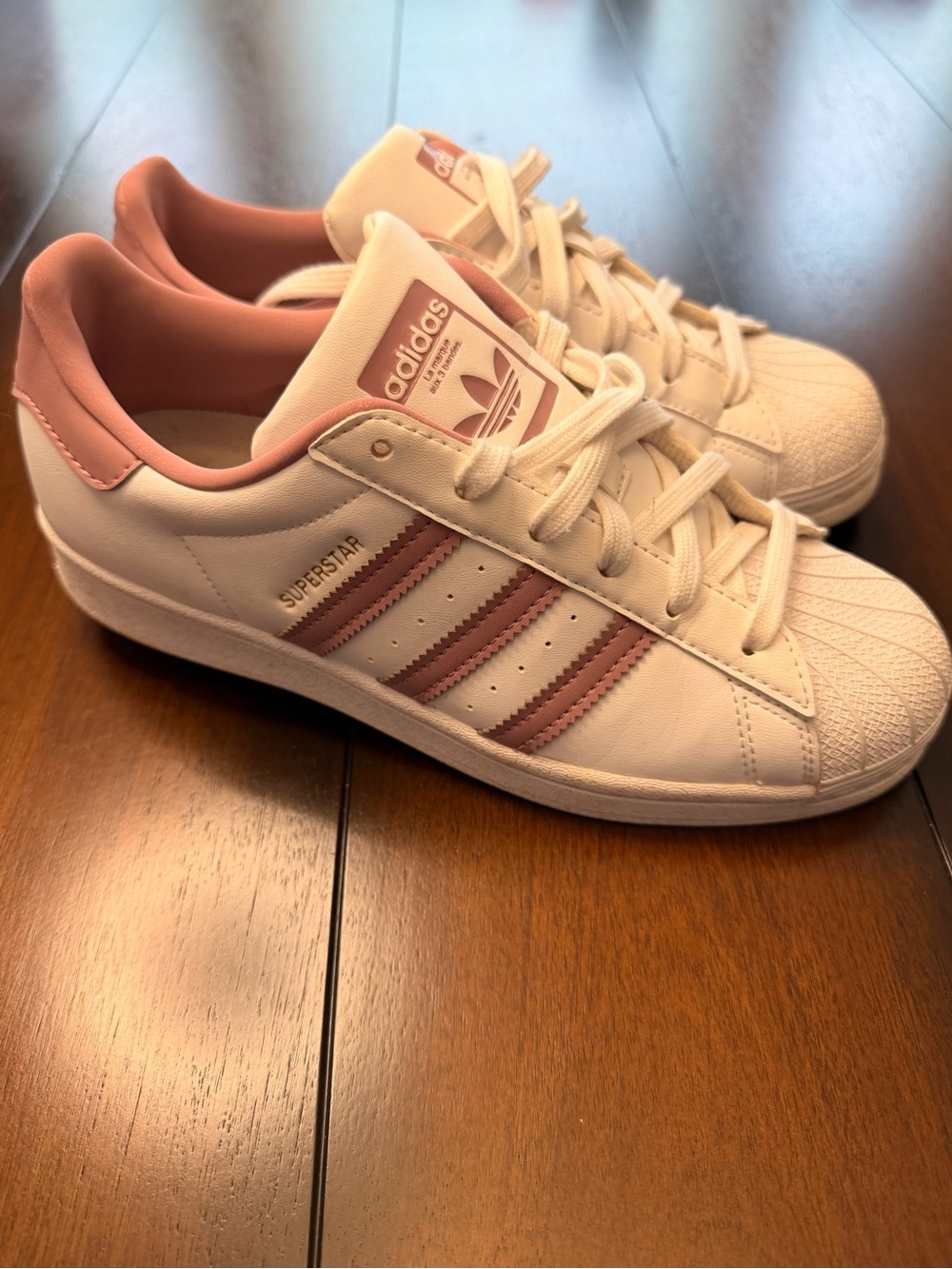 adidas Superstar Sneakers in White & Blush Pink